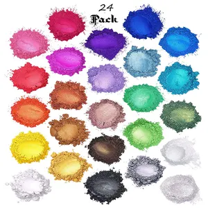 24 Color Pack Pearlescent Mica Powder For Epoxy Resin Soap Colorant Dye Pigment Powder