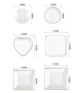 ถาดใส่เครื่องประดับเซรามิครูปหัวใจ สำหรับงานแต่งงาน  จานใส่ของจุกจิกสำหรับเจ้าสาว  แบบสั่งทำได้  จานโชว์สร้อยคอ แหวน  ขอบสีทอง - Product Image 2