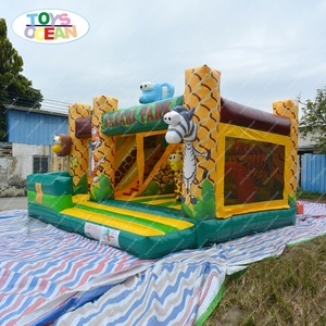 Aire de jeux extérieure personnalisée avec toboggan combiné, thème jungle, parc safari, château gonflable pour enfants, location pour fête d'enfants - Product Image 6
