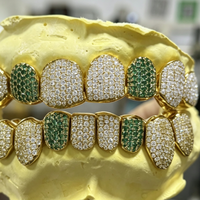 Grillz de scène Hip Hop Rap en Argent S925 entièrement pavé de Moissanite, motif cercle 8 cœurs et flèches, pour un look Hip Hop unisexe, idéal pour les fêtes cosplay
