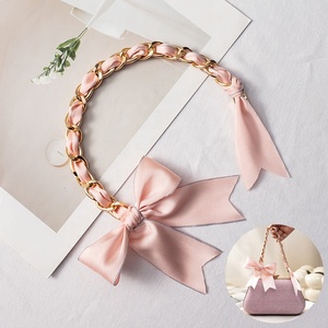 Correa de Cadena Dorada Decorativa con Lazo de Satén Lavanda, Diseño Desmontable para Accesorios de Bolsos Personalizados DIY - Product Image 6