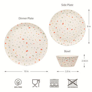 White <b>Confetti</b> 12-Piece BPA Free Melamine Dinnerware Set <b>for</b> 4 People Durable <b>Wedding</b> Dinnerware - Product Image 2