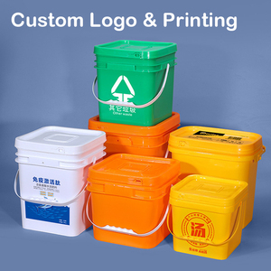 Balde Plástico Quadrado Personalizado com Logo 2L 5L 20L com Tampa e Alça para Coleta de Resíduos de Fábrica - Product Image 2