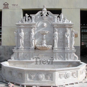 Fuente de Pared de Mármol de Lujo <span class=keywords><strong>TREVI</strong></span>, Tallada a Mano en Piedra Natural Blanca, Fuente de Cascada para Jardín Exterior, Decoración de Villas - Product Image 2