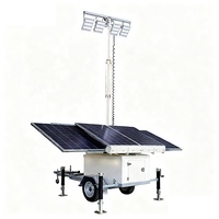 Trailer CCTV Tenaga Surya Luar Ruangan dengan 4*450W Monocrystalline Silicon MPPT Controller Sistem Penerangan Bergerak Tiang 6m