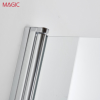 Porte de douche coulissante simple avec cloison en verre pour salle de bain d'hôtel, séparation sec/humide, design européen, composants en acier inoxydable