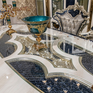 विला लक्जरी डाइनिंग रूम शास्त्रीय डाइनिंग टेबल सेट 6 कुर्सी उच्च अंत ठोस लकड़ी हस्तनिर्मित सुरुचिपूर्ण धूमकेतु - Product Image 3