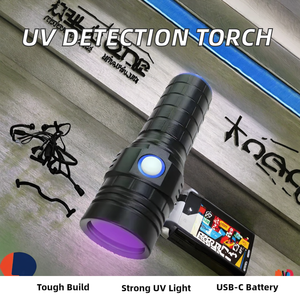 Мощный перезаряжаемый портативный мини-фонарь с УФ-излучением 395 нм, водонепроницаемый (IP65), зарядка через USB-C, корпус из алюминиевого сплава, для кемпинга - Product Image 2