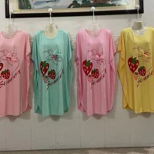 ชุดนอนผ้าไหม<span class=keywords><strong>นม</strong></span>คอกลมแขนสั้นโอเวอร์ไซส์สำหรับผู้หญิง, ชุดนอนผ้าฝ้ายลำลองใส่นอนสำหรับใส่อยู่บ้าน - Product Image 3