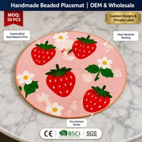 Set de table rond en perles de verre faites à la main avec motif personnalisé, dessous de plat perlé pour la décoration de table
