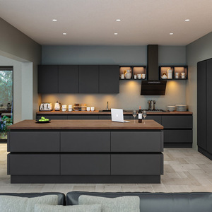 CBMmart High End <strong>Dark</strong> Grey Kitchen Cabinet Modern Designs Manufacturing Homes Melamine Kitchen Cabinet - Product Image 6