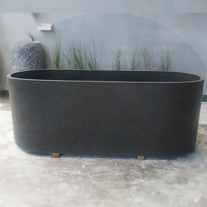 Baignoire autoportante moderne en pierre artificielle en terrazzo blanc Baignoire de trempage de 2m avec égouttoir et robinet pour usage intérieur ou hôtel - Product Image 5