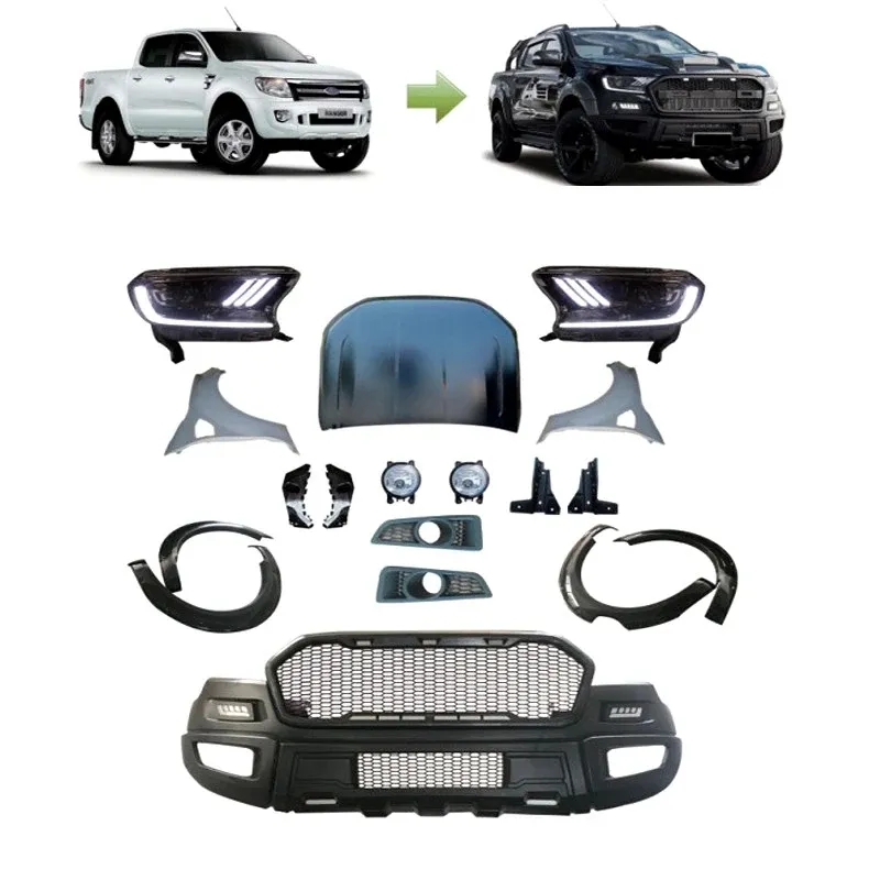 Gling bumper kit bodi mobil 4x4 baja ABS terlaris untuk FORD Ranger T6 2012 pembaruan ke T8 suku cadang bodi mobil