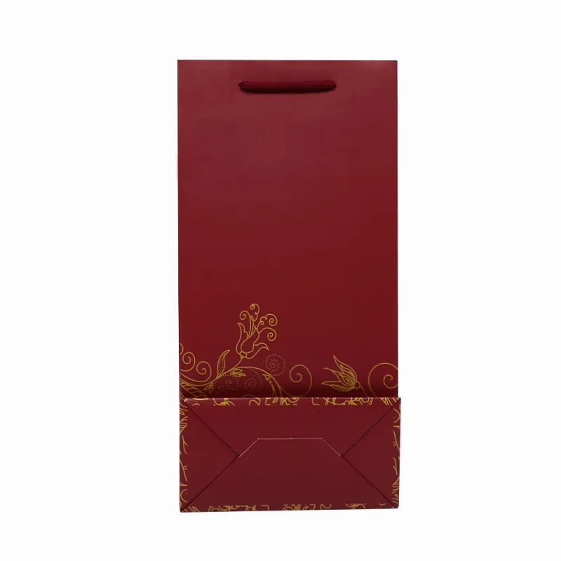 2024 Wholesale Custom Logo Luxury Wine Bottle Paper Bag With Nylon Rope Handles