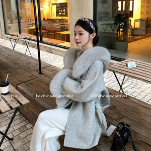 Manteau en laine double face épais à capuche pour femme Lira <span class=keywords><strong>Opera</strong></span>, collection printemps, haut de gamme - Product Image 2