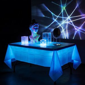 274x137cm Glow Neon Macaron <b>Tablecloth</b> Fluorescent Party Decor Disposable <b>Plastic</b> Table Cover for Birthday Christmas Events - Product Image 2