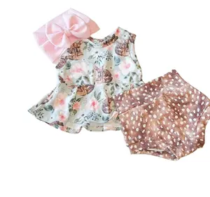 Robe à manches cape et short à volants pour bébé fille, tenue de cow-boy cool avec nœud papillon