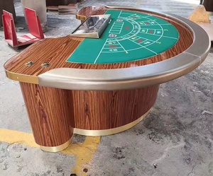 Table de Poker étanche à 7 joueurs pour jeu à domicile Table de Baccarat demi-ronde Table de Casino en bois massif de haute qualité - Product Image 4