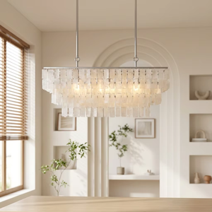 Lustre en verre de luxe français, lampe suspendue en écailles de coquillages naturelles, salon, salle à manger, décoration artistique rétro, lustre américain - Product Image 2
