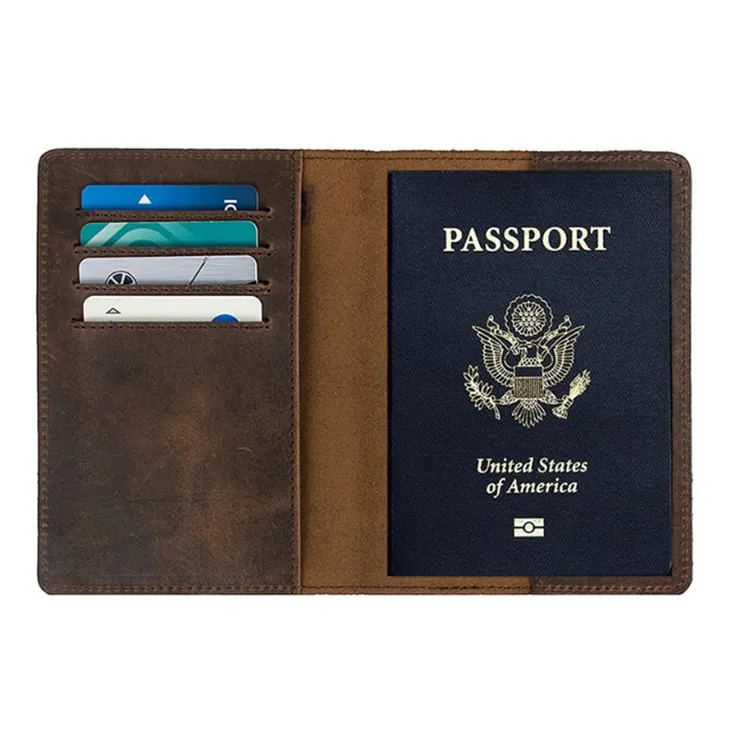 2021 China High Quality Blocking Folding Leather Passport Holder Cover Natural Custom Travel Wallet