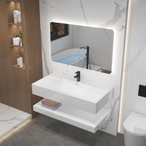 <span class=keywords><strong>Meuble</strong></span>-lavabo mural <span class=keywords><strong>de</strong></span> luxe <span class=keywords><strong>haut</strong></span> <span class=keywords><strong>de</strong></span> <span class=keywords><strong>gamme</strong></span> sur mesure pour hôtel, 32 po x 40 po, avec motif noir incurvé, pour projet commercial - Product Image 2