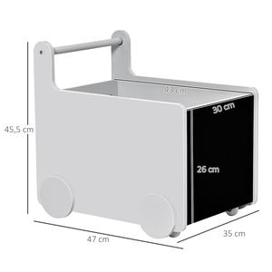 Boîte de rangement pour jouets pour enfants en bois massif, boîte de rangement pour jouets en bois pour enfants, organisateur, <span class=keywords><strong>coffre</strong></span> à jouets blanc avec roulettes - Product Image 6