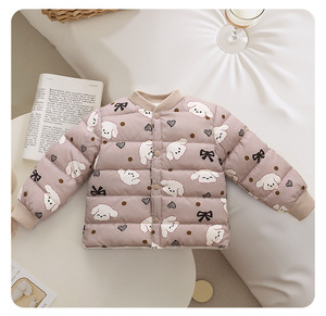 Autunno inverno <span class=keywords><strong>giacche</strong></span> per bambini Casual stampate spessite calde fodera in cotone piccolo cartone animato medio per ragazze Casual stampato - Product Image 3