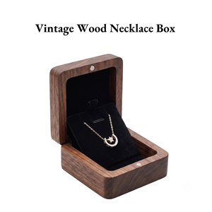 Wholesale Custom Logo Luxury Portable Black Walnut Wood <b>Necklace</b> Jewelry <b>Box</b> for Pendant and <b>Necklace</b> Storage - Product Image 5