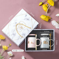 Vente chaude : Coffret cadeau de tasses en céramique pour couple Mr. et Mme, motif marbre Sweet Life, ensemble de tasses à café Mr et Mme