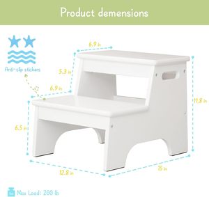 Modern & Farmhouse Decor Europe Tabouret de lit en bois à 2 marches pour enfants pour les tout-petits - Product Image 2