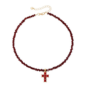 Joyería de moda transfronteriza europea y americana, Cruz triangular con incrustaciones de cristal para mujer, estilo callejero corto con personalidad - Product Image 6