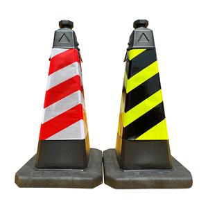 Heavy Duty Reflective Traffic <b>Cone</b> With Red White Chevron Stripe For Construction Zones Floor Standing PE Material - Product Image 5