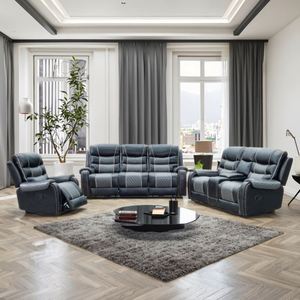 Juego de Sofás Chesterfield de Estilo Moderno, Tapicería de Cuero Sintético, Madera y Metal, para Decoración del Hogar, Muebles para Sala de Estar - Product Image 1
