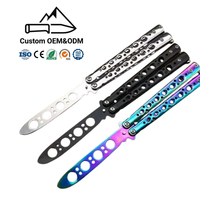 Couteau papillon d'entraînement portable en acier inoxydable de qualité industrielle, pliable, peigne de poche EDC, camping, non réglable
