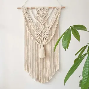 <span class=keywords><strong>Tapiz</strong></span> de pared de macramé con borla, patrón de corazón de amor, <span class=keywords><strong>tapiz</strong></span> tejido de algodón para decoración del hogar, decoración de dormitorio, regalo de inauguración - Product Image 1