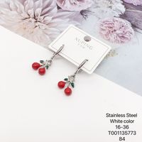 Boucles d'oreilles pendantes en acier inoxydable doré, multi-styles, fruits, fraises, cerises, mignonnes, breloques, bijoux fantaisie pour femmes, modèles 250619