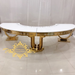 Tavolo da pranzo in acciaio inox <span class=keywords><strong>luna</strong></span> mezza rotonda tavoli di nozze dorati sposa e sposo mobili per matrimonio - Product Image 6