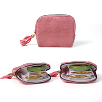 Hete Aanbieding Witte Draagbare Tassellende Rits-Sieradendoosje Fabriekslevering Kettingen Ringen Horloges Sleutels Opberg Sieraden Tas