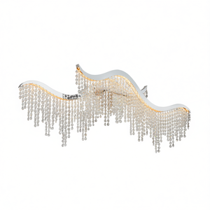 Wave Crystal Chandelier 36.2 Inch Elegant Pendant Light For Living Room Gold Body <b>LED</b> Soft Warm White E14 Bulb Base - Product Image 1