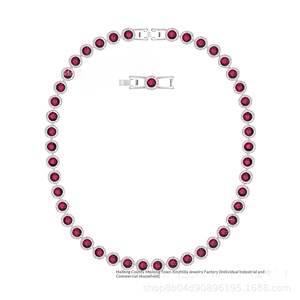 Parure de bijoux Shijia Roman Série Una en alliage, collier, bracelet et boucles d'oreilles incrustés de cristaux ronds étincelants, collection de niche - Product Image 5