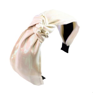 Cinta para el pelo de doble capa para niña y mujer, bandana con lazo de tela de arcoíris, bandana personalizada de Organza con perlas - Product Image 5