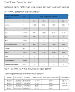 Tubo in miniatura PZT5 tipo di ceramica piezoelettrica - Product Image 6