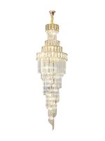 Lustre LED compact en fer doré classique et luxueux avec cristaux K9, hauteur réglable, pour salon, style villa duplex