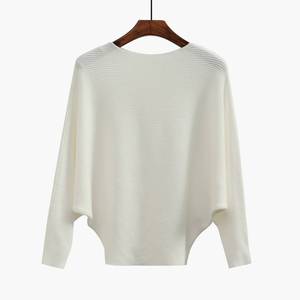 Commercio all'ingrosso <span class=keywords><strong>barca</strong></span> collo <span class=keywords><strong>a</strong></span> pipistrello manica Pullover <span class=keywords><strong>scollo</strong></span> <span class=keywords><strong>a</strong></span> <span class=keywords><strong>barca</strong></span> in bianco <span class=keywords><strong>maglia</strong></span> maglione da donna maglione per l'inverno - Product Image 3