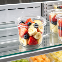 Gobelet jetable en plastique PET transparent à paroi simple, prêt à l'emploi, capacité 24 oz, avec couvercle plat, qualité alimentaire, pour fruits, desserts, yaourts, salades