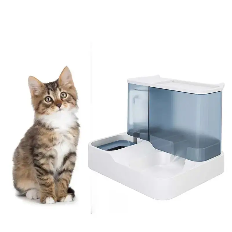 Best-Selling Pet Automatic Feeding Water Dispenser Dog And Cat Food Containers Drinking Water Raised Upright Dish Double Bowl