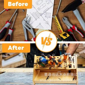 New wooden repair tool rack, multi-functional screwdriver and scissor storage rack, <b>desktop</b> organizer for repair tools - Product Image 3