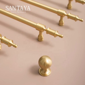 Gagang Kabinet Dapur Santaya Solid Brushed Brass, Kenop Laci Lemari Kamar Tidur, Gagang Furnitur - Product Image 6