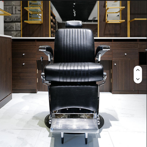 Fauteuil de Barbier Hydraulique de Luxe Rétro pour Salon de Coiffure, Inclinable, pour Coupe de Cheveux, Toilettage et Massage, en Cuir, Idéal pour Usage en Salle de Sport - Product Image 3