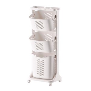 Carrello portaoggetti multi-strato mobile per <span class=keywords><strong>bagno</strong></span> e lavanderia, cesto per la biancheria, organizer per il lavaggio - Product Image 3